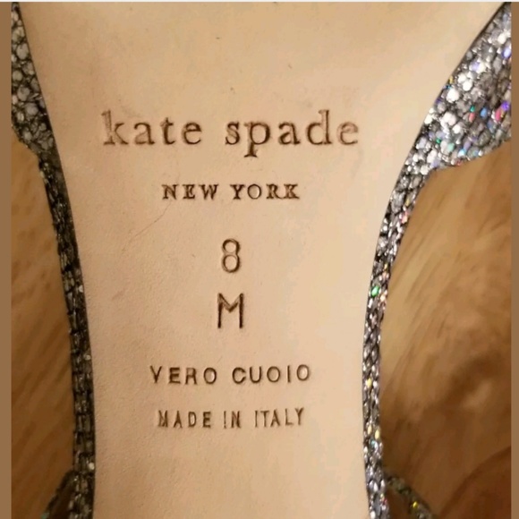 Kate Spade Silver Iridescent Ines T-Strap Heels 8 - Picture 6 of 8